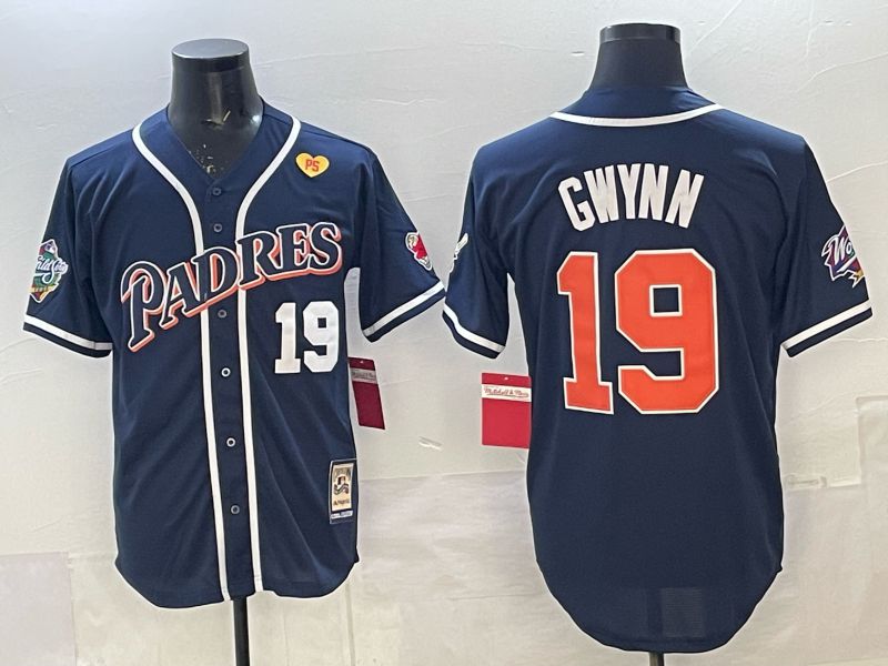 Men 2025 San Diego Padres #19 Gwynn Blue Game Throwback Nike MLB Jersey style 073